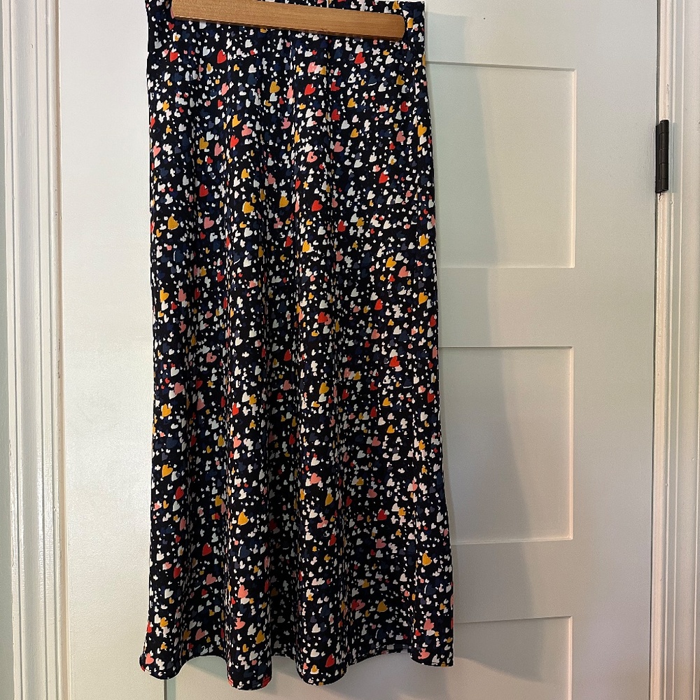 NWT Loft Navy Hearts Midi Skirt.